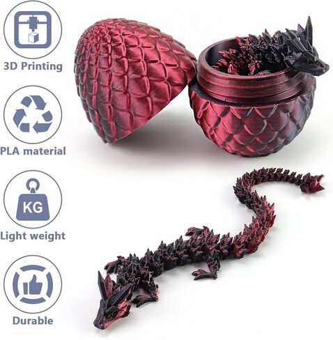 3D Printed Dragon Egg, Articulated Crystal Dragon Eggs with Dragon Inside, Surprise Easter Eggs 3D Fidget Mystery Dragon Egg, 3D Printed Gift Home Office Decor in Saudi Arabia