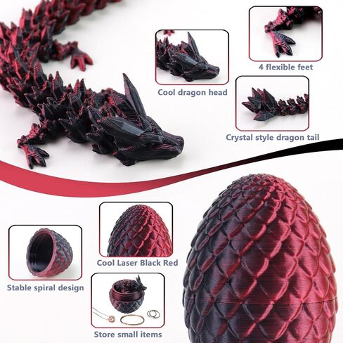 3D Printed Dragon Egg, Articulated Crystal Dragon Eggs with Dragon Inside, Surprise Easter Eggs 3D Fidget Mystery Dragon Egg, 3D Printed Gift Home Office Decor in Saudi Arabia