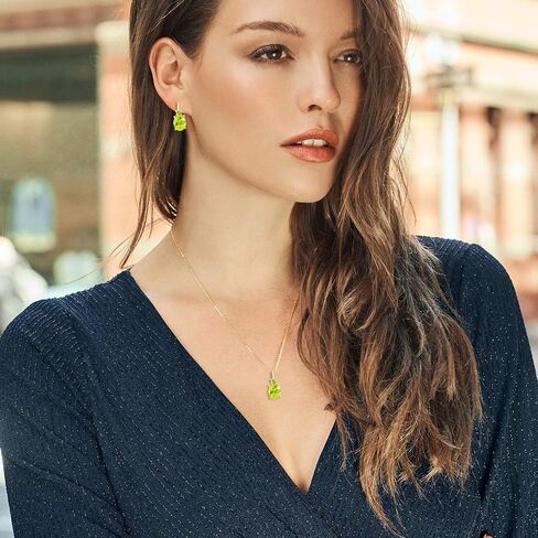 Gem Stone King 18K Yellow Gold Plated Silver Green Simulated Emerald and Green Peridot Pendant and Earrings Jewelry Set For Women (6.97 Cttw, with 18 Inch Chain) in Saudi Arabia