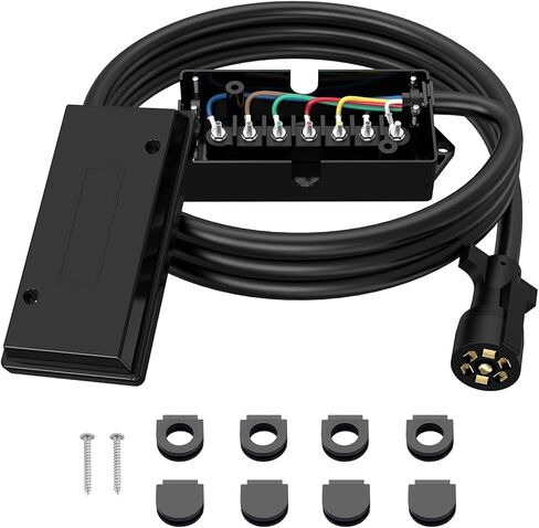 Gonice 6ft 7 Way Trailer Plug Extension Wiring Harness - 7-Pin Trailer Wire Cable for Brake & Light Control, Suitable for RVs, Trailers, Campers and Other Towed Vehicles in Kuwait