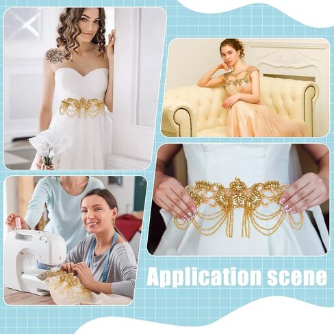 Mayjoydiy White Hinestonshones thebilish زينة 6.3x13 بوصة بقع الكتف بقع الخياطة على ترتر الماس لزفاف ملحقات DIY حزام الخصر الزخرفة in Saudi Arabia