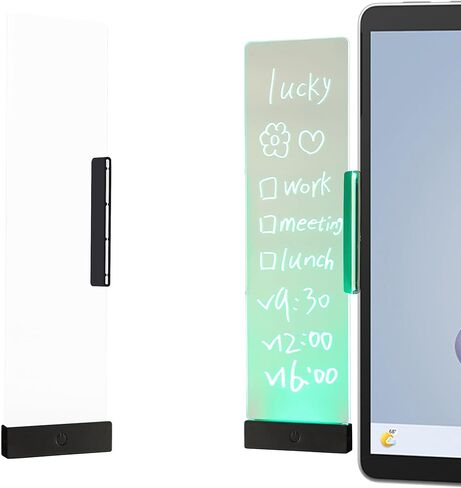 LED Memo Board with Sticky Note Holder, Clear Acrylic Computer Monitor Organizer, Office Supplies, Work from Home Essentials, Multifunction Workspace Accessories in Saudi Arabia