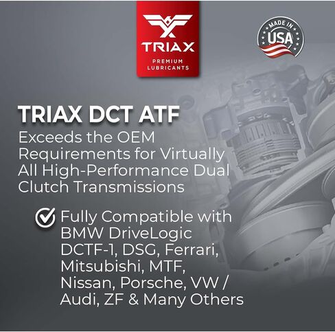 TRIAX DSG-DCT ATF قابض مزدوج اصطناعي بالكامل، حشو مدى الحياة، لجميع عمليات نقل القابض المزدوج، تحول سرعة عالي الأداء مع SureShift بدون إضافات قابلة للانزلاق (1 Qt) in Kuwait