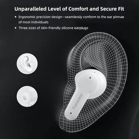 Language Translator Earbuds Sliding Design Offline Support 144 Languages & Accents Translation Music and Calling 3-in-1 Wireless Translator Device with APP Fit iOS & Android in Saudi Arabia
