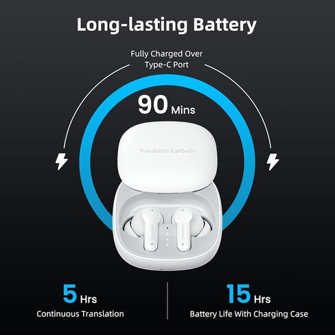 Language Translator Earbuds Sliding Design Offline Support 144 Languages & Accents Translation Music and Calling 3-in-1 Wireless Translator Device with APP Fit iOS & Android in Saudi Arabia