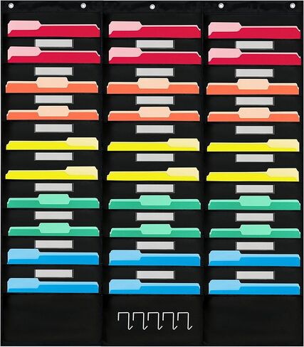 - منظم مجلد معلق على الحائط مكون من 5 جيوب مع 3 خطافات وفتحات لبطاقة الاسم - منظم ملفات معلق لتنظيم الفصل الدراسي، منظم مكتب - منظم معلق من البوليستر in Kuwait