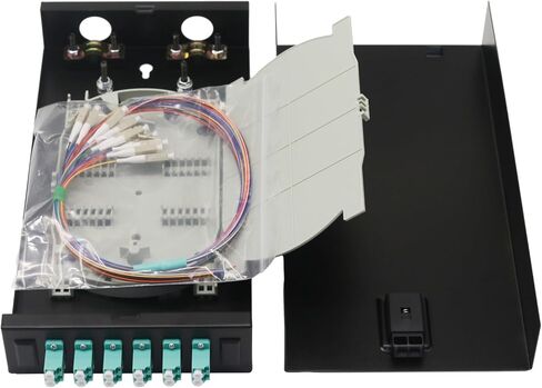 FYBOPTWU-24 Duplex Mutilmode 48 Port LC-OM3 Fiber Optic Rack Mount Enclosure Box + Splice Trays Fiber LC-UPC Kit (Include Pigtail & Couplers), 48 Core LGX Patch Panel Box fits for 19" Racks Cabinet in Saudi Arabia