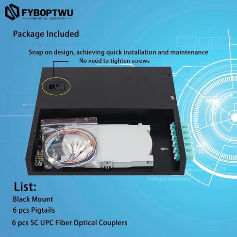 FYBOPTWU-24 Duplex Mutilmode 48 Port LC-OM3 Fiber Optic Rack Mount Enclosure Box + Splice Trays Fiber LC-UPC Kit (Include Pigtail & Couplers), 48 Core LGX Patch Panel Box fits for 19" Racks Cabinet in Saudi Arabia