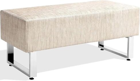 LUCKYERMORE Faux Leather Bench, Black, 48"x20" Upholstered Padded Seat for Reception, Waiting Room, Office Lobby in Kuwait