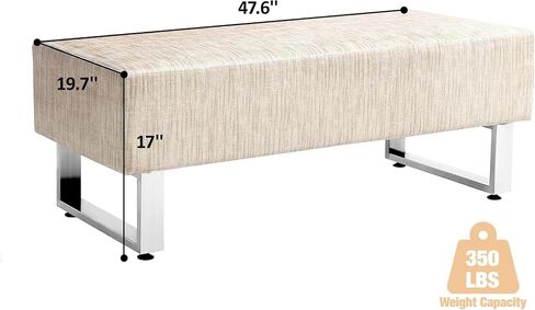 LUCKYERMORE Faux Leather Bench, Black, 48"x20" Upholstered Padded Seat for Reception, Waiting Room, Office Lobby in Kuwait
