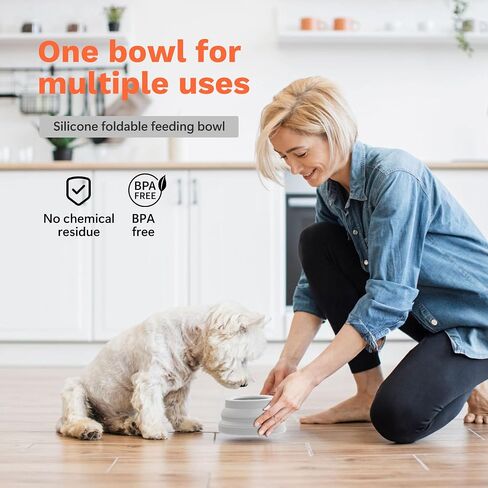 Li&Zhao Collapsible Dog Bowls - Silicone Travel Dog Bowls with Cover Lids Portable Expandable Pet Bowl Portable Water for Dog Cats Feeding Traveling Camping Hiking Walking(Red) in Saudi Arabia