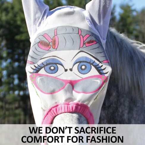Schneiders Dura-Mesh Designer Fly Horse Masks | Fun Patterns & 70% UV Protection | Durable 1000D Mesh with Ear Coverage & Fleece Comfort in Saudi Arabia