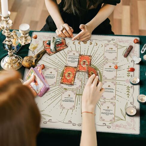 Cknana Alblet Cloth Card Clitm Celtic Cross Tarot Mat Velvet Tarot TableCloth للقراءة (أبيض) in Saudi Arabia