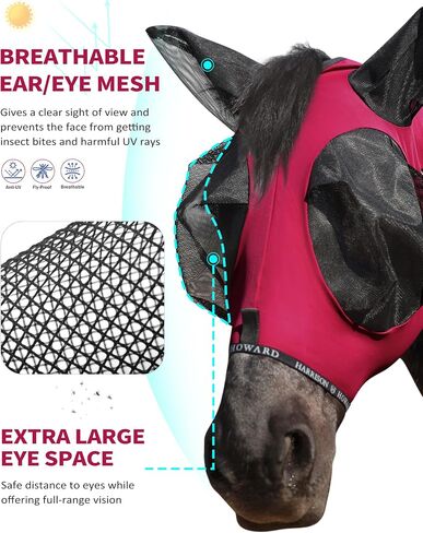 Harrison Howard Horse Fly Mask مع فتحة فورلوك تمتد ومريحة للخيول UV -حماية الفلورسنت الأصفر l in Saudi Arabia