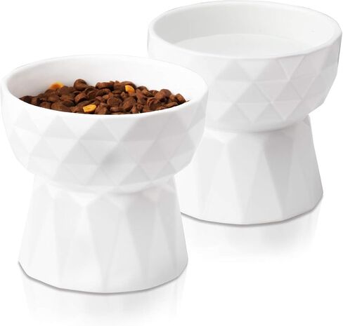Frewinky Ceramic Cat Bowls Anti-Vomiting, Raised Food and Water Bowl Set for Cats and Small Dogs, 13.5 Oz in Saudi Arabia