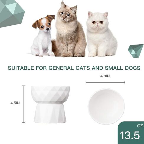 Frewinky Ceramic Cat Bowls Anti-Vomiting, Raised Food and Water Bowl Set for Cats and Small Dogs, 13.5 Oz in Saudi Arabia