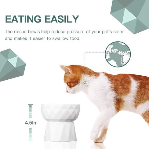 Frewinky Ceramic Cat Bowls Anti-Vomiting, Raised Food and Water Bowl Set for Cats and Small Dogs, 13.5 Oz in Saudi Arabia