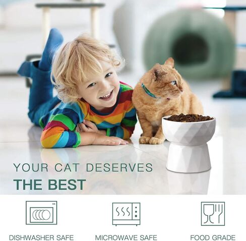 Frewinky Ceramic Cat Bowls Anti-Vomiting, Raised Food and Water Bowl Set for Cats and Small Dogs, 13.5 Oz in Saudi Arabia