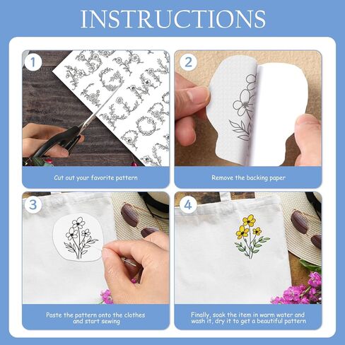 Rngmsi Water Soluble Embroidery Patterns - 4 Sheets Halloween and Fall Stick and Stitch Embroidery Designs, Autumn Pumpkin Ghost Theme Wash Away Transfer Paper Stabilizers for Hand Sewing in Saudi Arabia