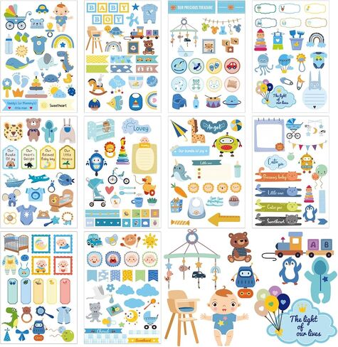 10 أوراق ملصقات سجل القصاصات لطفلة Baby Boy ، تصاميم مختلفة شارات الأطفال الرائعة لوازم سجلات القصاصات الرائعة للحفاظ على ذاكرة الأطفال حديثي الولادة ، دش الطفل ، مخطط الحمل والمجلات في السنة الأولى in Saudi Arabia