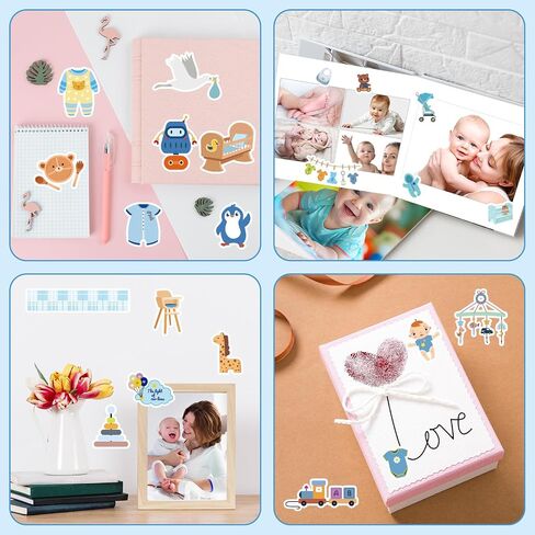 10 أوراق ملصقات سجل القصاصات لطفلة Baby Boy ، تصاميم مختلفة شارات الأطفال الرائعة لوازم سجلات القصاصات الرائعة للحفاظ على ذاكرة الأطفال حديثي الولادة ، دش الطفل ، مخطط الحمل والمجلات في السنة الأولى in Saudi Arabia