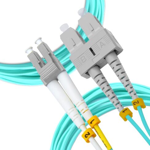 NewYork Cables Fiber Patch Cable | SC to SC Multimode Duplex OM4 50/125 Jumper Cord | 1M (3.28ft) 40gb Fiber Optic Cable (Aqua) in Kuwait