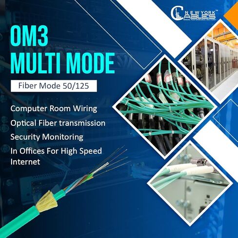 NewYork Cables Fiber Patch Cable | SC to SC Multimode Duplex OM4 50/125 Jumper Cord | 1M (3.28ft) 40gb Fiber Optic Cable (Aqua) in Kuwait