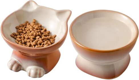 Nihow Elevated Cat Bowls,5 Inch Ceramic Raised Cat Food Bowl for Feeding in Kuwait