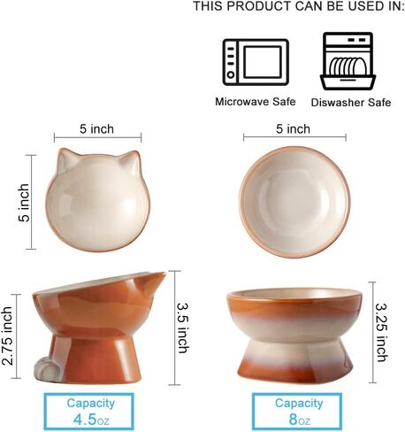 Nihow Elevated Cat Bowls,5 Inch Ceramic Raised Cat Food Bowl for Feeding in Kuwait