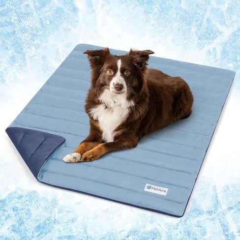 PetAmi Cooling Mat for Dog, Premium Pet Cooling Blanket for Crate Kennel, Indoor Cat Cool Sleeping Pad, Q-MAX Cold Sofa Couch Cover for Summer, Navy/Dusty Blue, Large (40x60) in Saudi Arabia