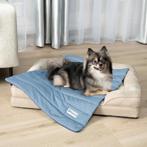 PetAmi Cooling Mat for Dog, Premium Pet Cooling Blanket for Crate Kennel, Indoor Cat Cool Sleeping Pad, Q-MAX Cold Sofa Couch Cover for Summer, Navy/Dusty Blue, Large (40x60) in Saudi Arabia