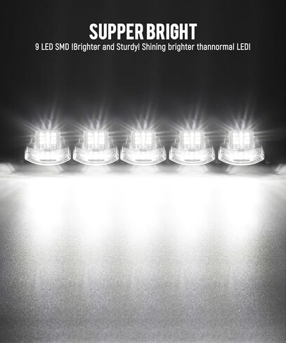 Partsam 5PCS Clear Lens Cab Marker Lights 264343CL White LED Clearance Top Roof Running Lights Assembly Compatible with F250 F350 F450 F550 Full LED Cab Roof Marker Light Kit 2017-2021 Super Duty in Saudi Arabia