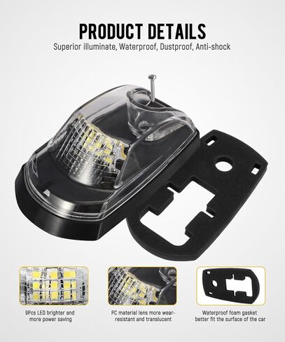 Partsam 5PCS Clear Lens Cab Marker Lights 264343CL White LED Clearance Top Roof Running Lights Assembly Compatible with F250 F350 F450 F550 Full LED Cab Roof Marker Light Kit 2017-2021 Super Duty in Saudi Arabia