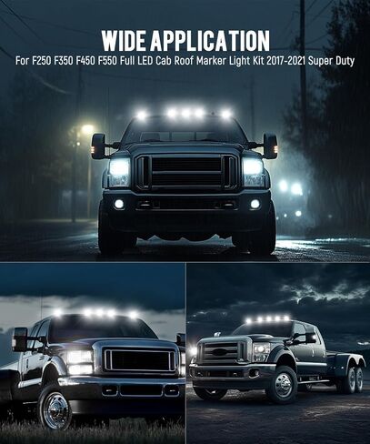 Partsam 5PCS Clear Lens Cab Marker Lights 264343CL White LED Clearance Top Roof Running Lights Assembly Compatible with F250 F350 F450 F550 Full LED Cab Roof Marker Light Kit 2017-2021 Super Duty in Saudi Arabia