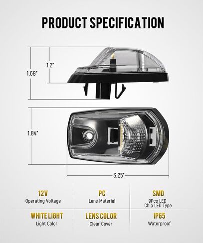 Partsam 5PCS Clear Lens Cab Marker Lights 264343CL White LED Clearance Top Roof Running Lights Assembly Compatible with F250 F350 F450 F550 Full LED Cab Roof Marker Light Kit 2017-2021 Super Duty in Saudi Arabia