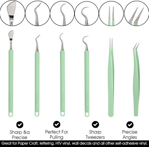 Ivyne (8pcs) مجموعة أدوات الأعشاب الضارة فينيل الممتازة وأدوات تجميع الخردة من الأعشاب الضارة مع التوت ، الأعشاب الضارة ، ملاقط ، منتقي أو خطاف ، ومجموعة من أجل Silhouette Clemos & Cricut - Green in Kuwait