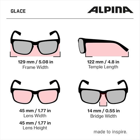 نظارة شمسية ALPINA بيضاوية عصرية، باللون الأسود غير اللامع، مقاس واحد in Saudi Arabia
