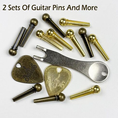 14 قطعة الغيتار الصوتية جسر دبابيس سلسلة أوتاد الغيتار السرج الجوز مع دبوس مجتذب مزيل صندوق الحديد تخزين يسهل حملها in Kuwait