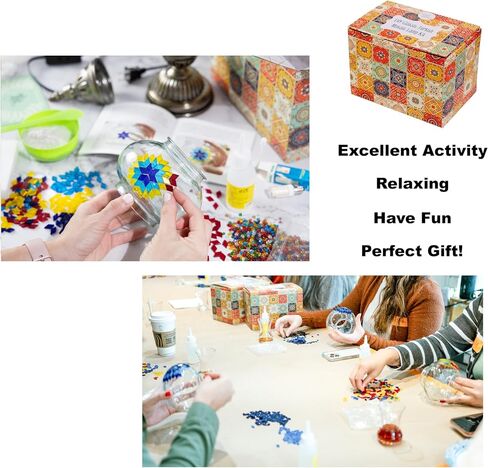 Turkish Mosaic Moon Lamp Making Kit | DIY Colorful Glass Decorative Table Desk Light | Craft Kit For Adults | Make Your Own Lamp | Living Room Bedroom | Mosaic Pieces, Beads, US-Plug (Green) in Saudi Arabia