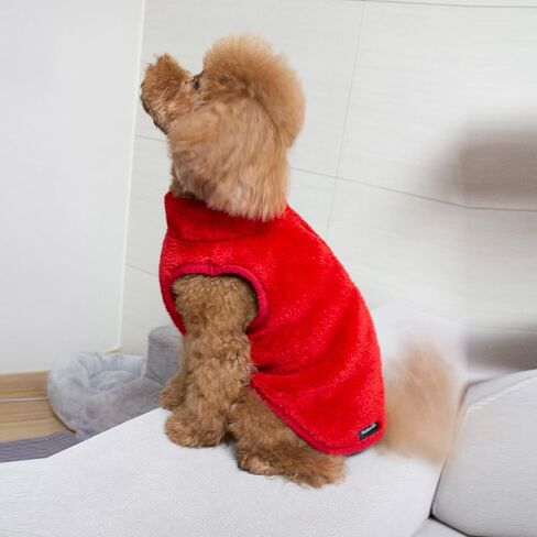 Pet Dog's Super Soft Warm Fleece Zip Up Unisex Vest Sweater for Small Dogs Pets Cats, Red, Large in Saudi Arabia