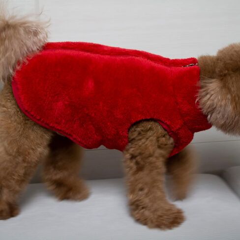 Pet Dog's Super Soft Warm Fleece Zip Up Unisex Vest Sweater for Small Dogs Pets Cats, Red, Large in Saudi Arabia