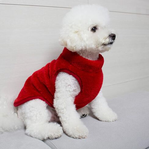 Pet Dog's Super Soft Warm Fleece Zip Up Unisex Vest Sweater for Small Dogs Pets Cats, Red, Large in Saudi Arabia