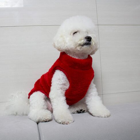Pet Dog's Super Soft Warm Fleece Zip Up Unisex Vest Sweater for Small Dogs Pets Cats, Red, Large in Saudi Arabia
