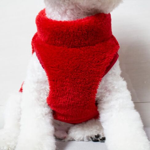 Pet Dog's Super Soft Warm Fleece Zip Up Unisex Vest Sweater for Small Dogs Pets Cats, Red, Large in Saudi Arabia