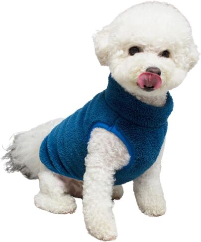 Pet Dog's Super Soft Warm Fleece Zip Up Unisex Vest Sweater for Small Dogs Pets Cats, Red, Large in Saudi Arabia