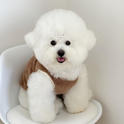 Small Dog Sweaters with Bear-Ear Design | Sleeveless Thermal Tank Top for Puppies & Cats, Plush Fleece Winter Clothes for Small/Medium Dogs (Light Coffee, M) in Saudi Arabia
