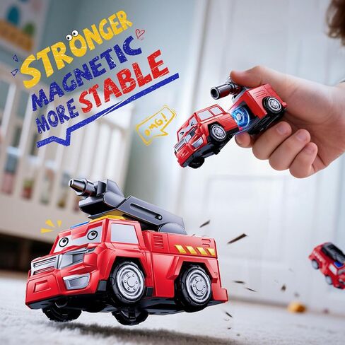 5 في 1 Magnetic Transform Fire Robot Toys Gifts for 3 4 5 5 Boy Boys Kids ، Easy DIY Assembly ، Magnetic Transfor Trucks Tarts for Boys ، Ideals 3 4 5 6 6 year Boy Birthday Gift in Kuwait