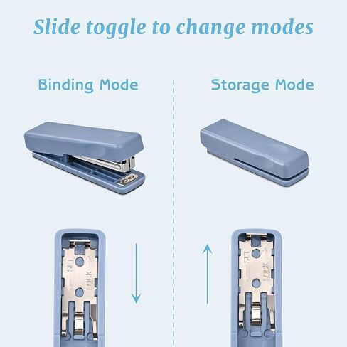 2PCS Mini Stapler مع 2000 Staples ، Staplers الصغيرة اللطيفة للمكتب ، 20 ورقة ، دباسة مجانية ، محمولة للمستلزمات المدرسية (Blue) in Saudi Arabia