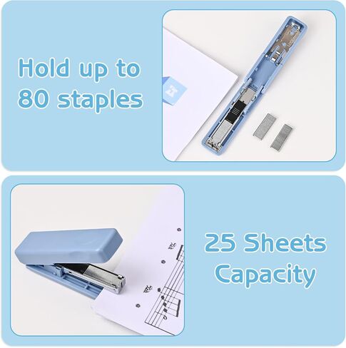 2PCS Mini Stapler مع 2000 Staples ، Staplers الصغيرة اللطيفة للمكتب ، 20 ورقة ، دباسة مجانية ، محمولة للمستلزمات المدرسية (Blue) in Saudi Arabia