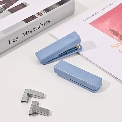 2PCS Mini Stapler مع 2000 Staples ، Staplers الصغيرة اللطيفة للمكتب ، 20 ورقة ، دباسة مجانية ، محمولة للمستلزمات المدرسية (Blue) in Saudi Arabia
